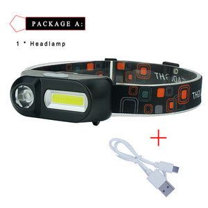 Headlight USB Mini 3 Modes Waterproof Led Headlamp
